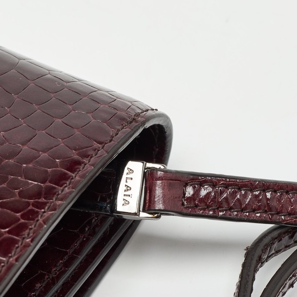 ALAIA Burgundy Embossed Leather Crossbody Bag - Picture 6 of 8